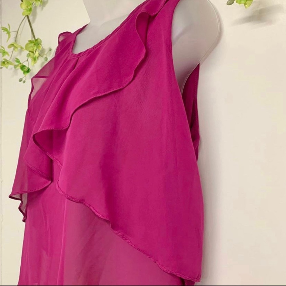 Soprano size medium pink sleeveless ruffle semi sheer top - Picture 4 of 7